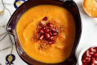 Roasted Butternut Soup with Pomegranate Molasses and Dukkah