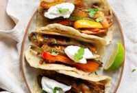 Chicken Fajita Tacos with Grilled Peppers and Onions