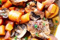 Maple Peach Chicken Thighs in a Dutch Oven