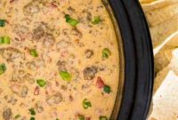 Slow Cooker Queso with Beef and Sausage