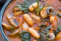 Hearty Mushroom, Kale and White Bean Soup