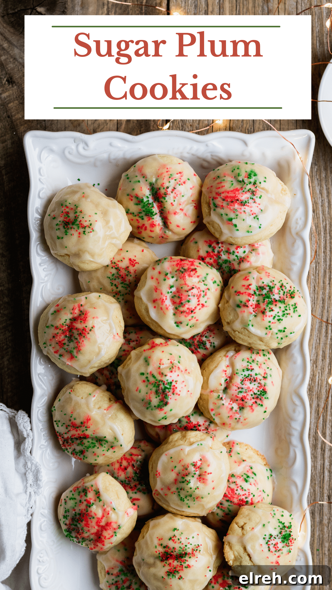 These sugar plum cookies are the perfect twist on the classic sugar cookie recipe. Soft and pillowy with a flavorful glaze and sugar sprinkles, these are much better than thin, crispy sugar cookies covered with frosting.