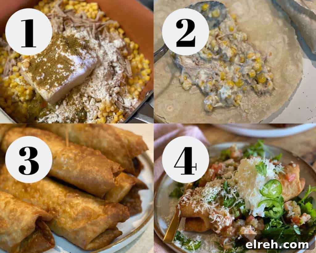 Rolled Tacos with Spicy Queso Sauce Step by step rolled tacos