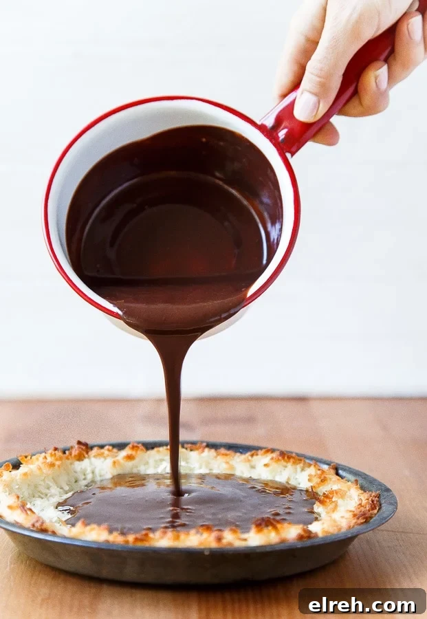 Creamy Chocolate Pie Recipe with Silky Filling 3 Chocolate ganache in coconut crust pie