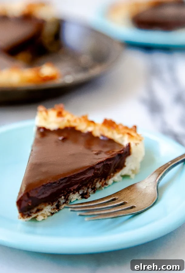 Creamy Chocolate Pie Recipe with Silky Filling 4 Gluten free chocolate pie with coconut crust
