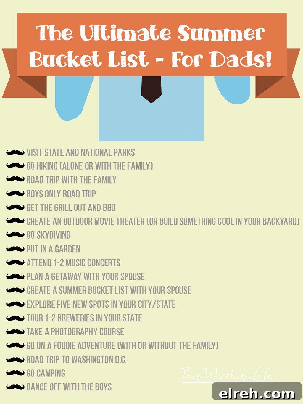 Dads, when's the last time you made a list of fun things to do over the summer? Use our printable to help you plan the ultimate summer bucket list for dads!