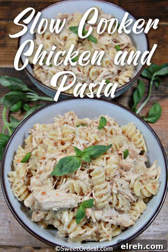 Slow Cooker Chicken and Pasta is a delicious, easy dinner, perfect for those busy nights.