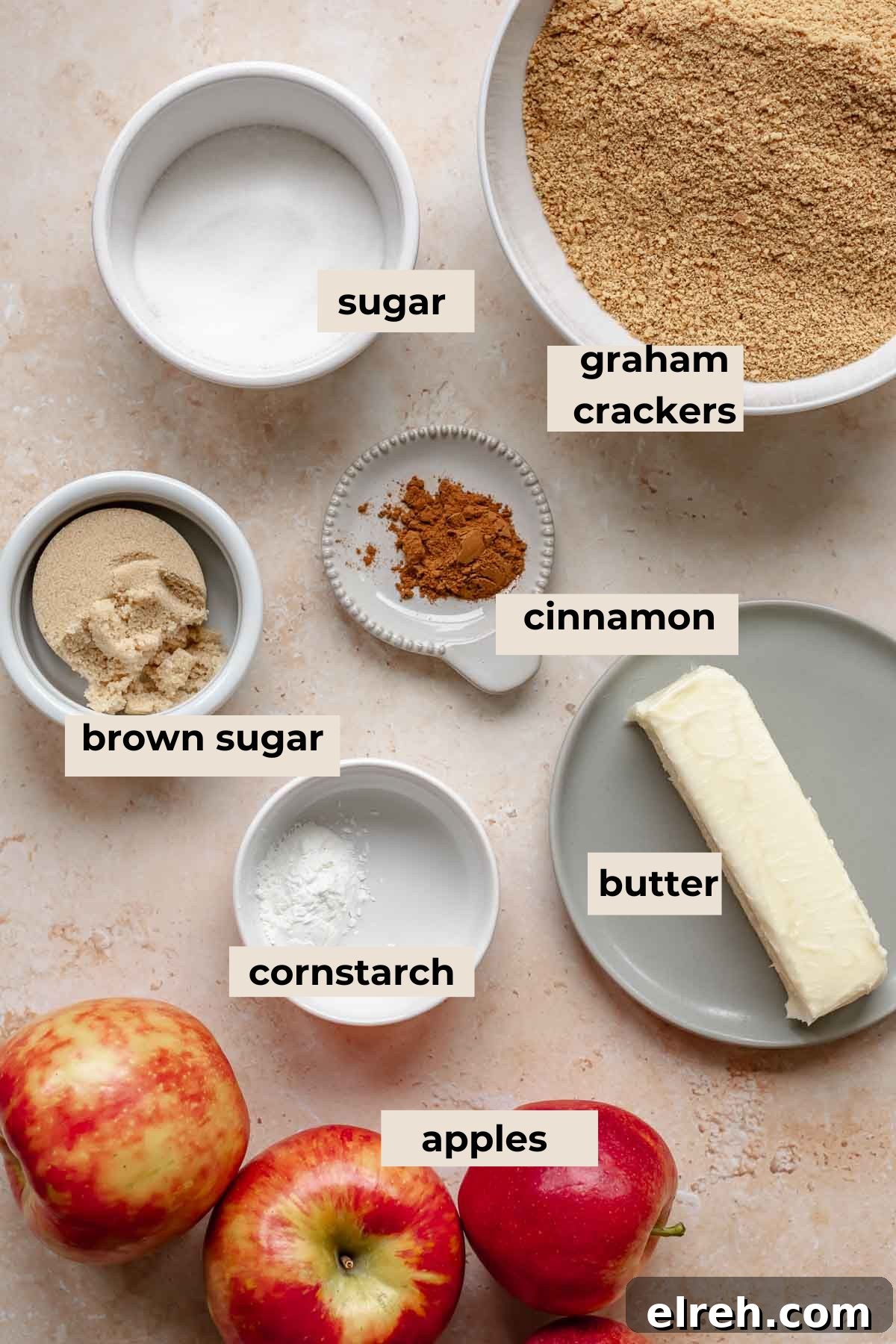 Apple Crumble Cheesecake with Cinnamon Streusel Recipe 4 Ingredients for apple crumble cheesecake.