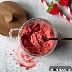 Strawberry milk powder in an airtight container.