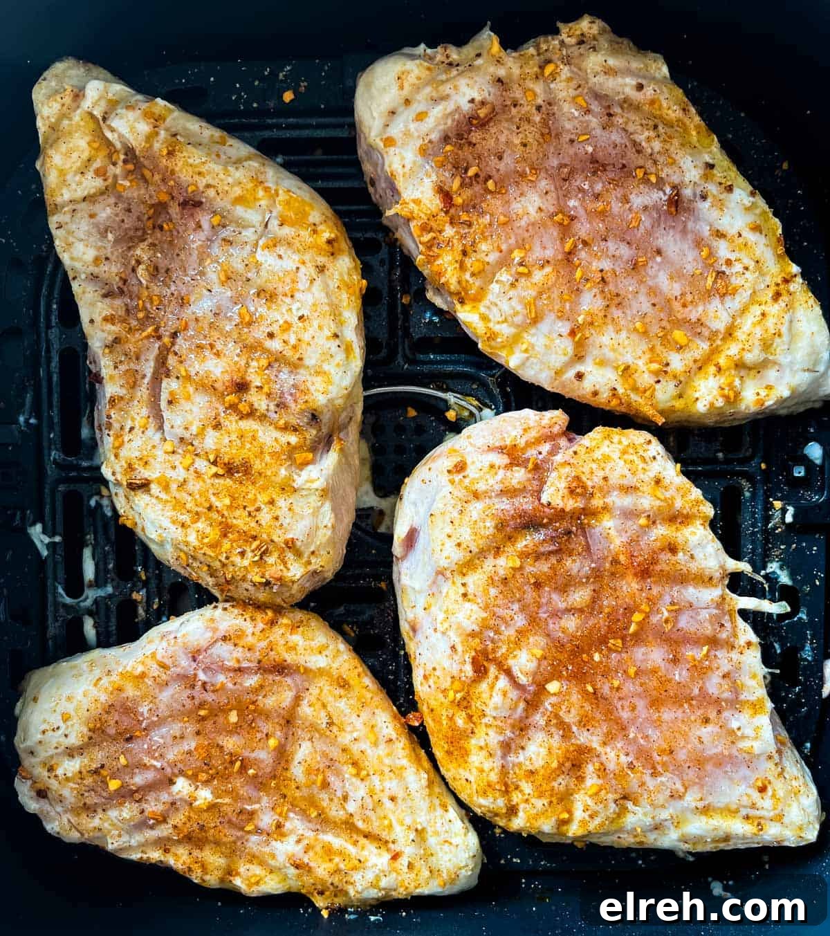 How to Cook Frozen Chicken Breasts in an Air Fryer 7 Dry rub applied to the chicken breasts after they were flipped over.