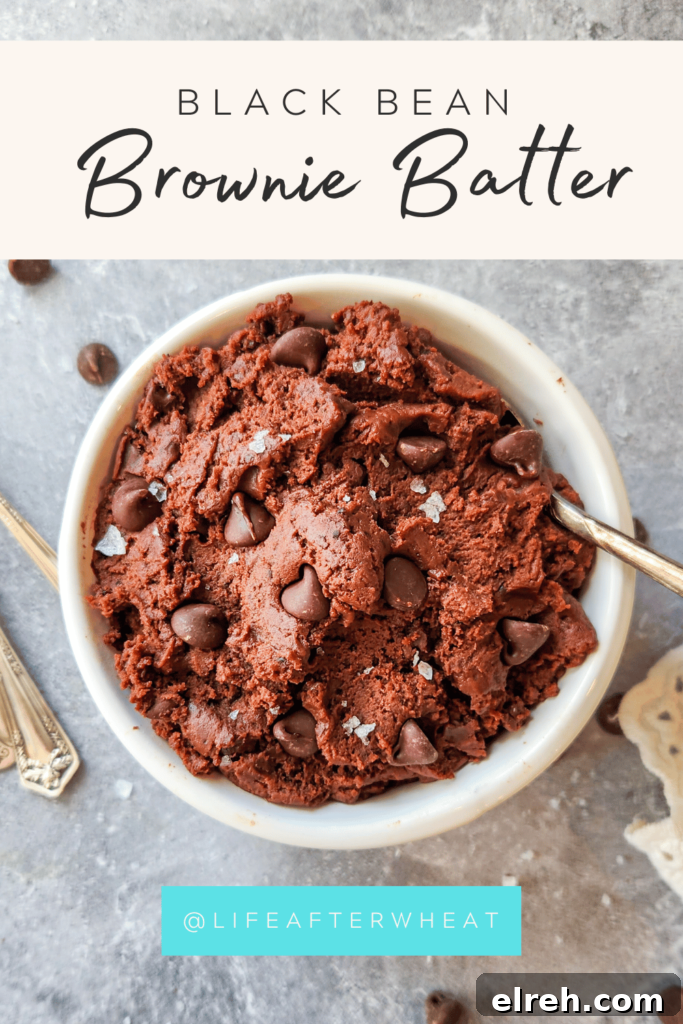 Pinterest friendly image of black bean brownie batter.