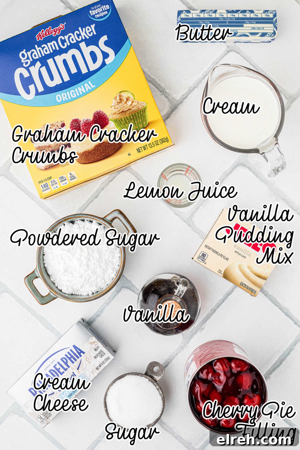 Ingredients needed to make an old fashioned cherry delight.