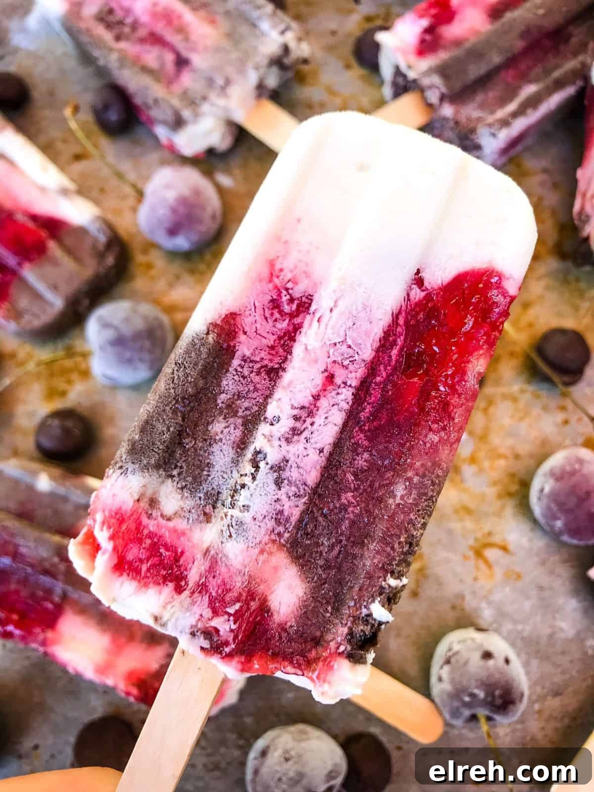 Cherry and cream popsicles.