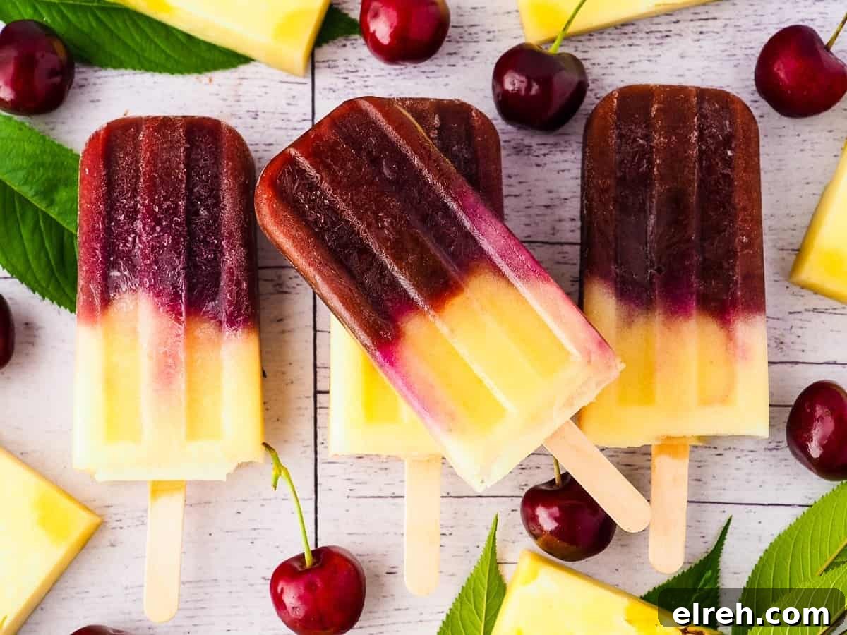 Pineapple cherry popsicles.