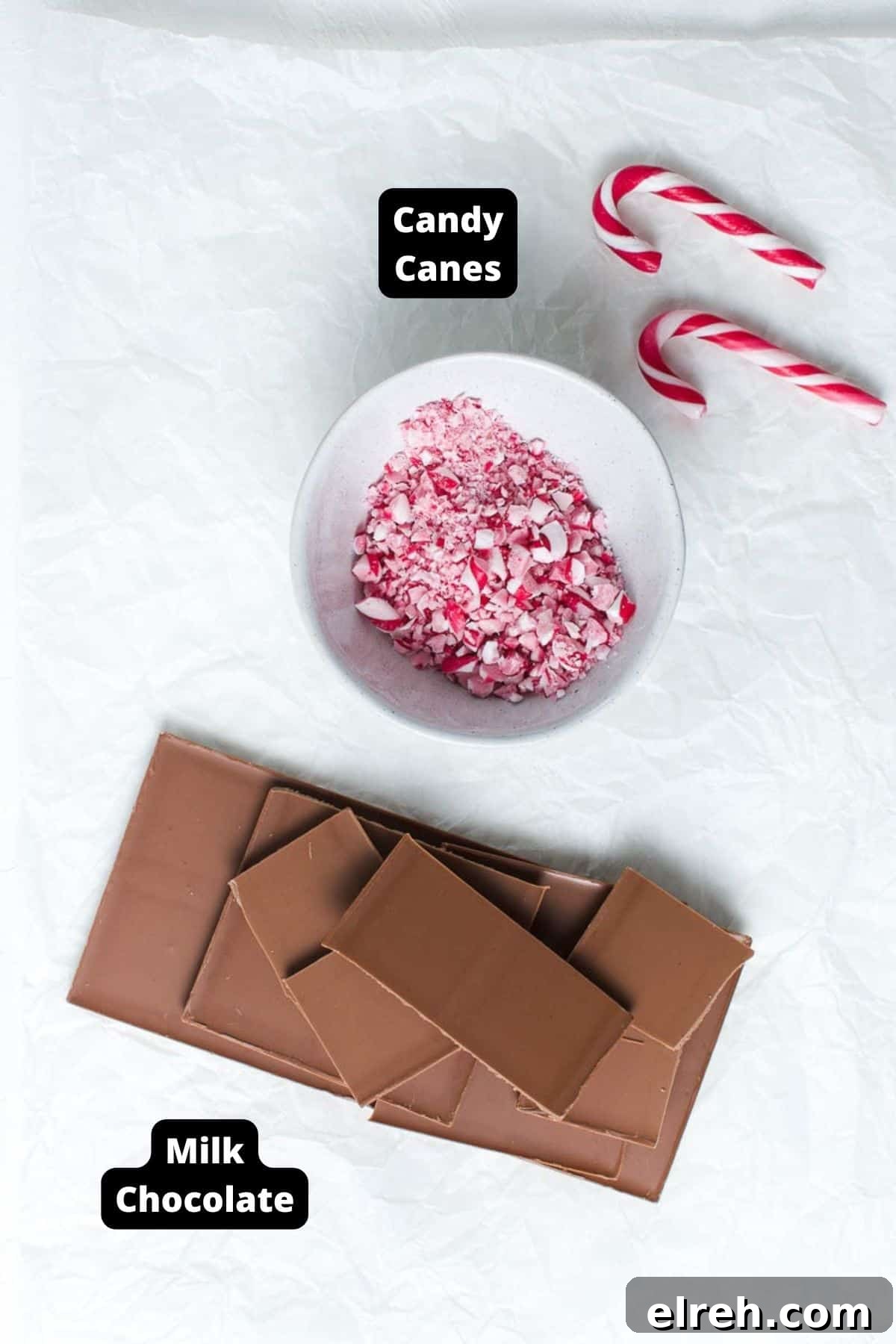 Ingredients in this recipe on white baking paper.
