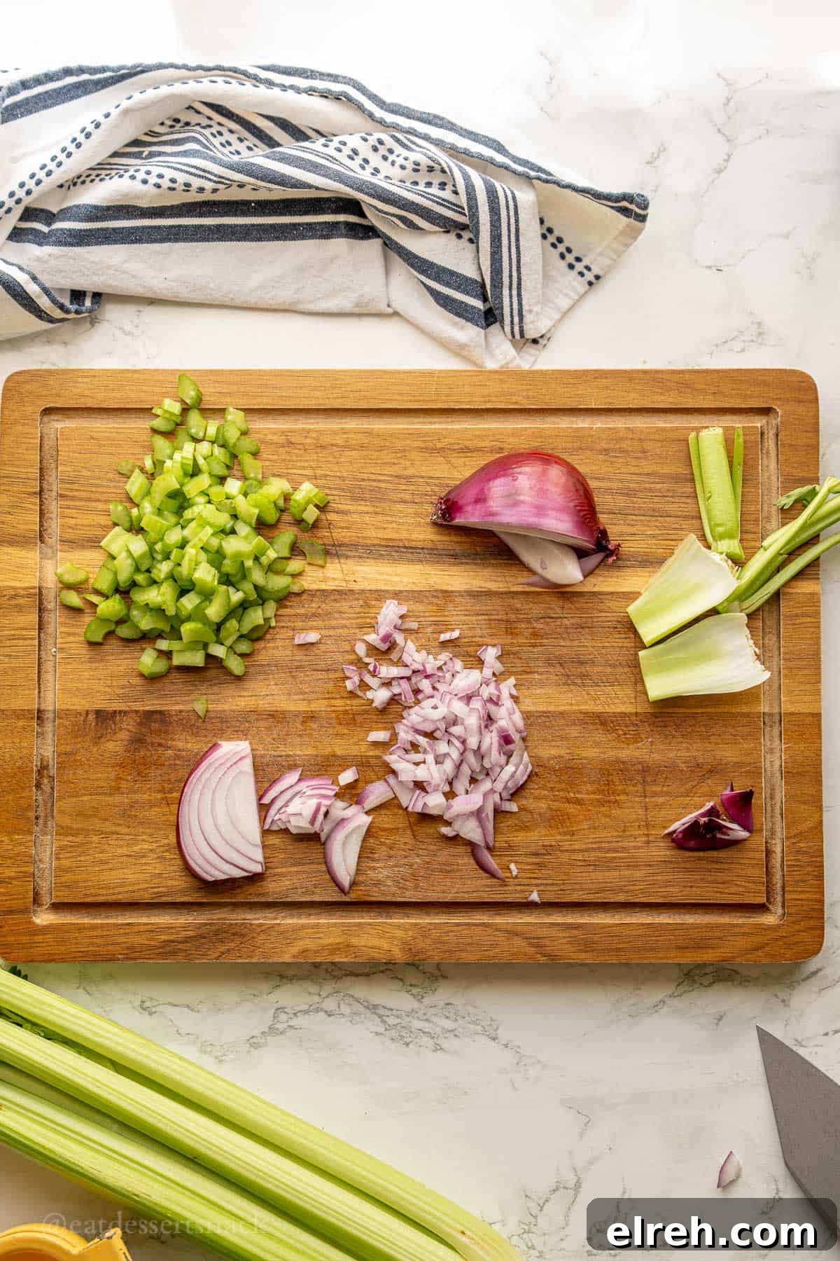 Creamy Crab and Pasta Salad with Lemon Dill Dressing 5 Chopped celery and red onion.