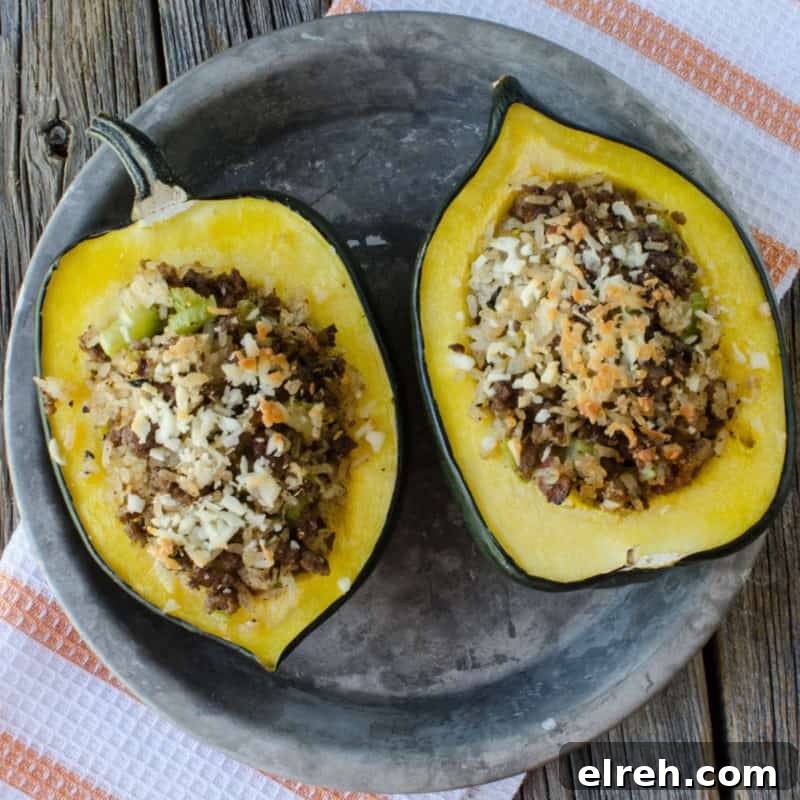 Celery Recipes Fresh Ideas for What to Make with Celery 14 Sausage and rice stuffed acorn squash on a silver plate with a cloth napkin