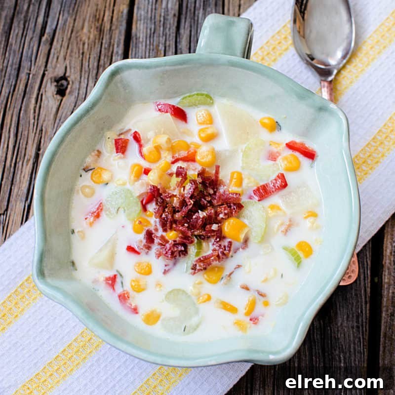 Celery Recipes Fresh Ideas for What to Make with Celery 18 Bacon and corn chowder in a ceramic bowl next to a spoon on a cloth napkin