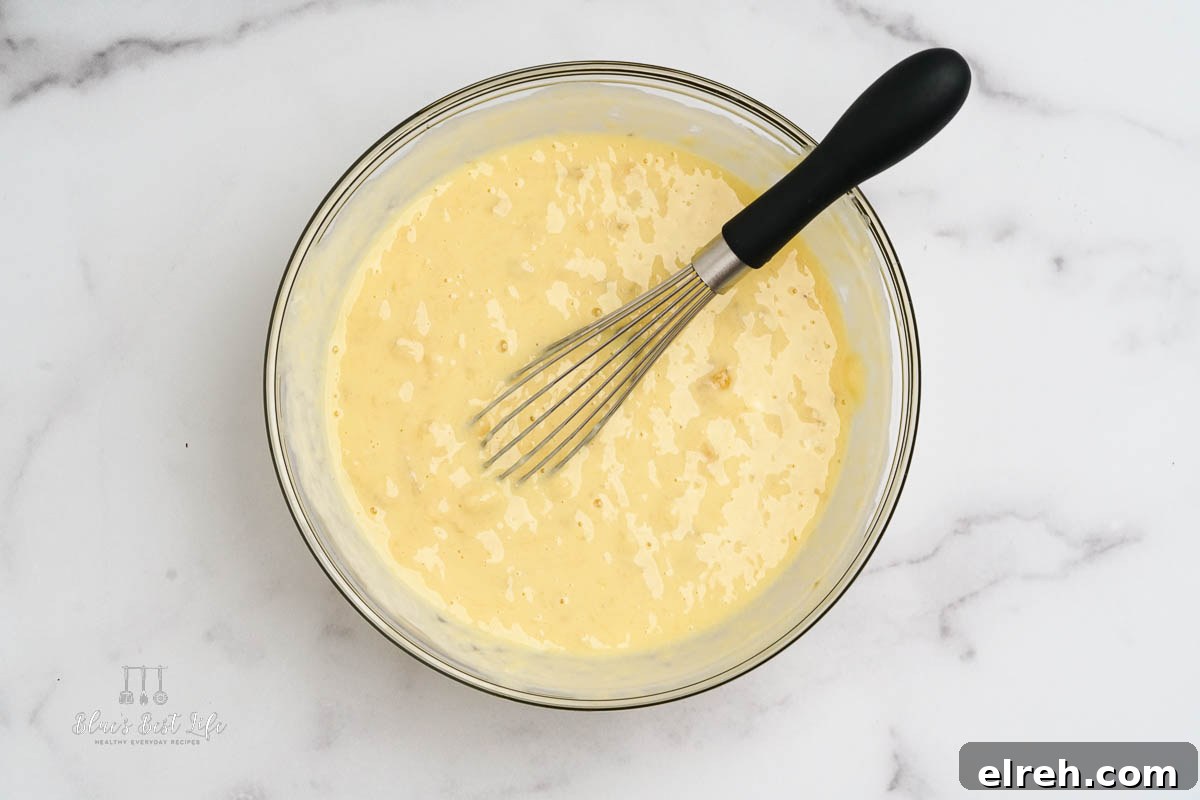 Wet ingredients whisked together