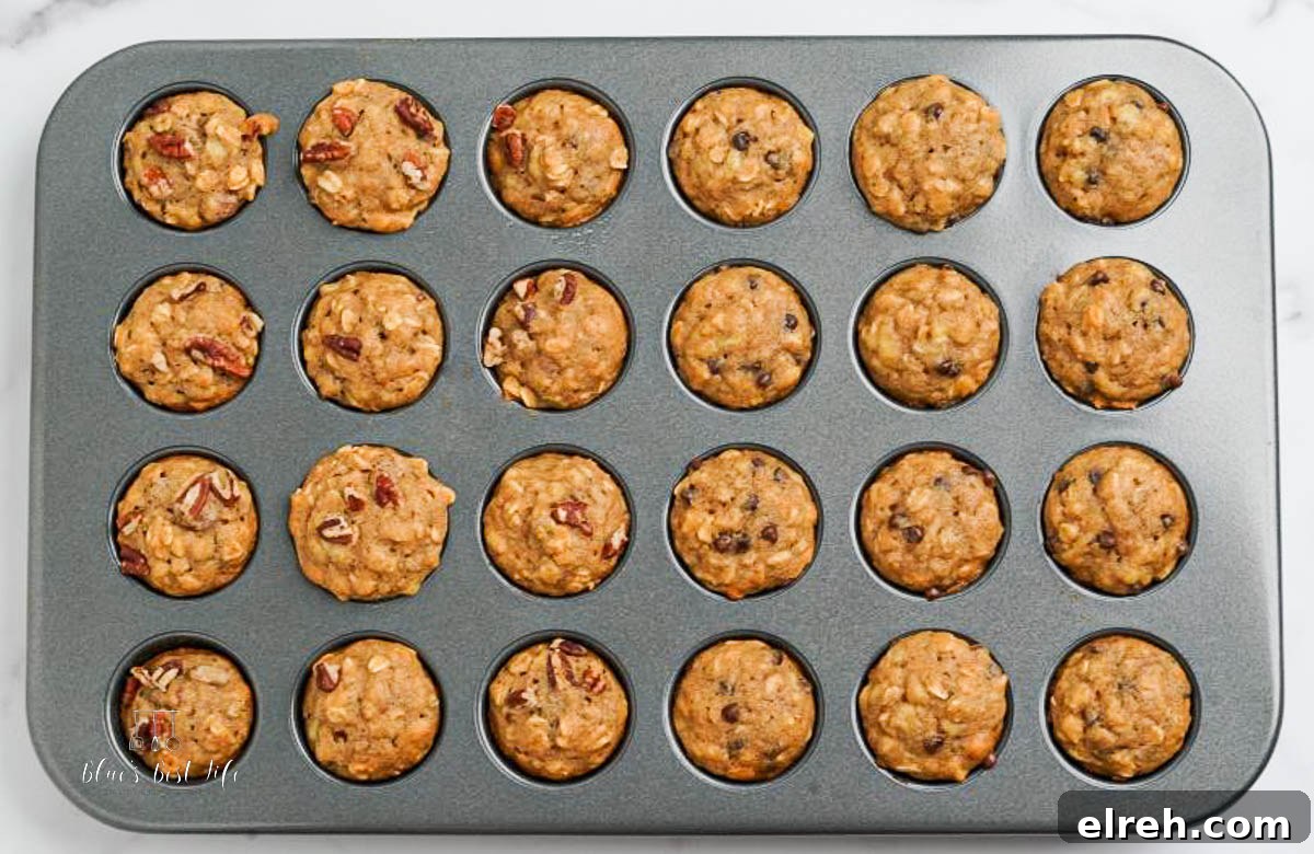 mini banana muffins after baked