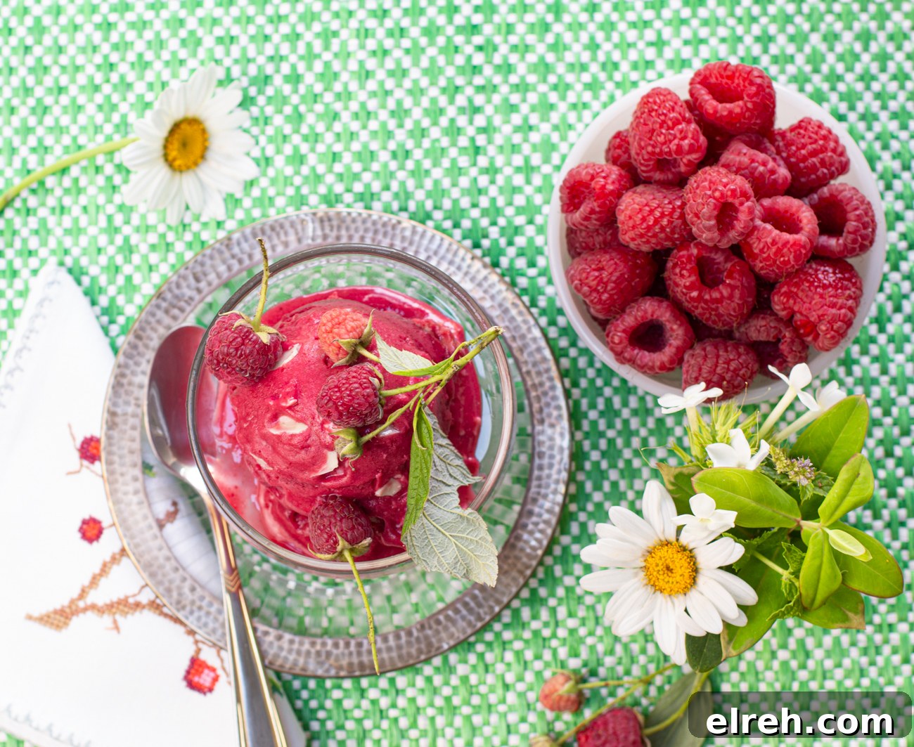 Karen's Raspberry Sherbet with White Chocolate Shavings 