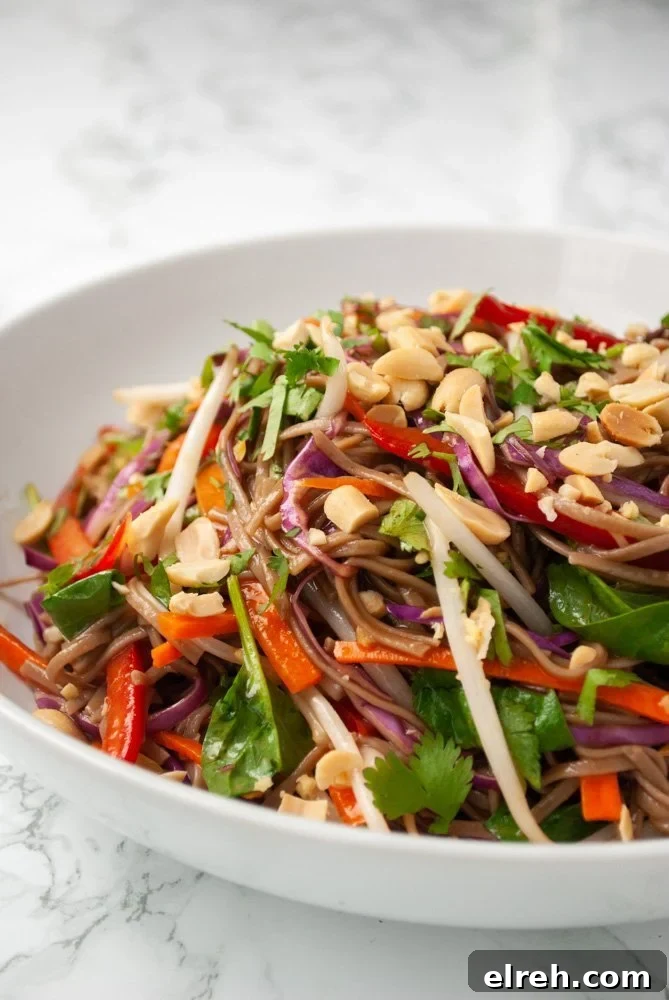 a bowl of rainbow Thai noodle salad