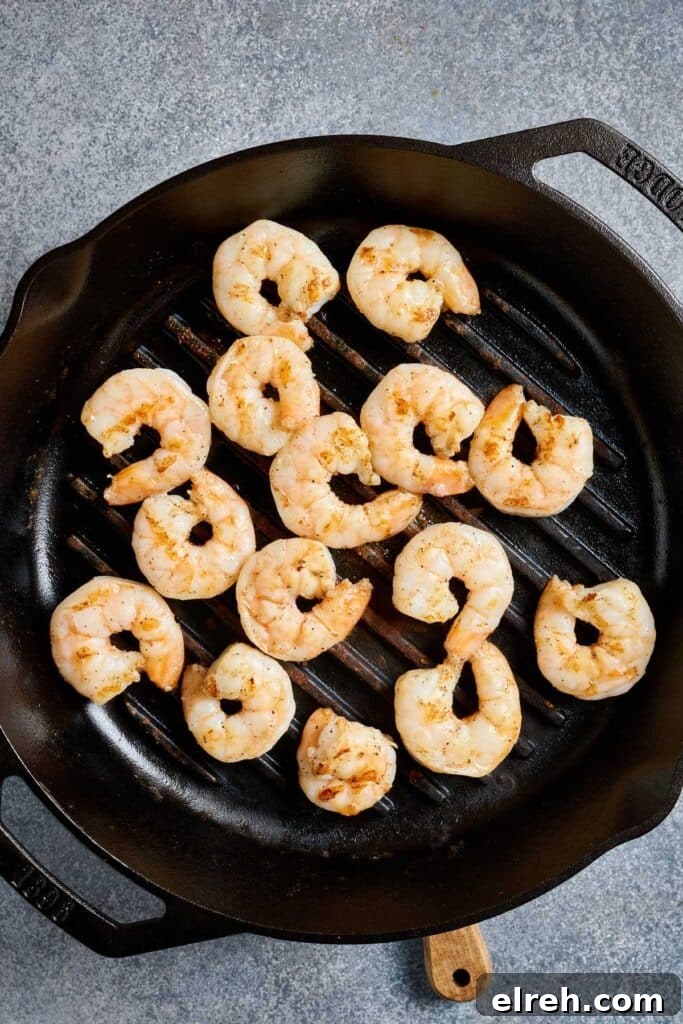 Perfectly grilled shrimp prepared for sandwiches