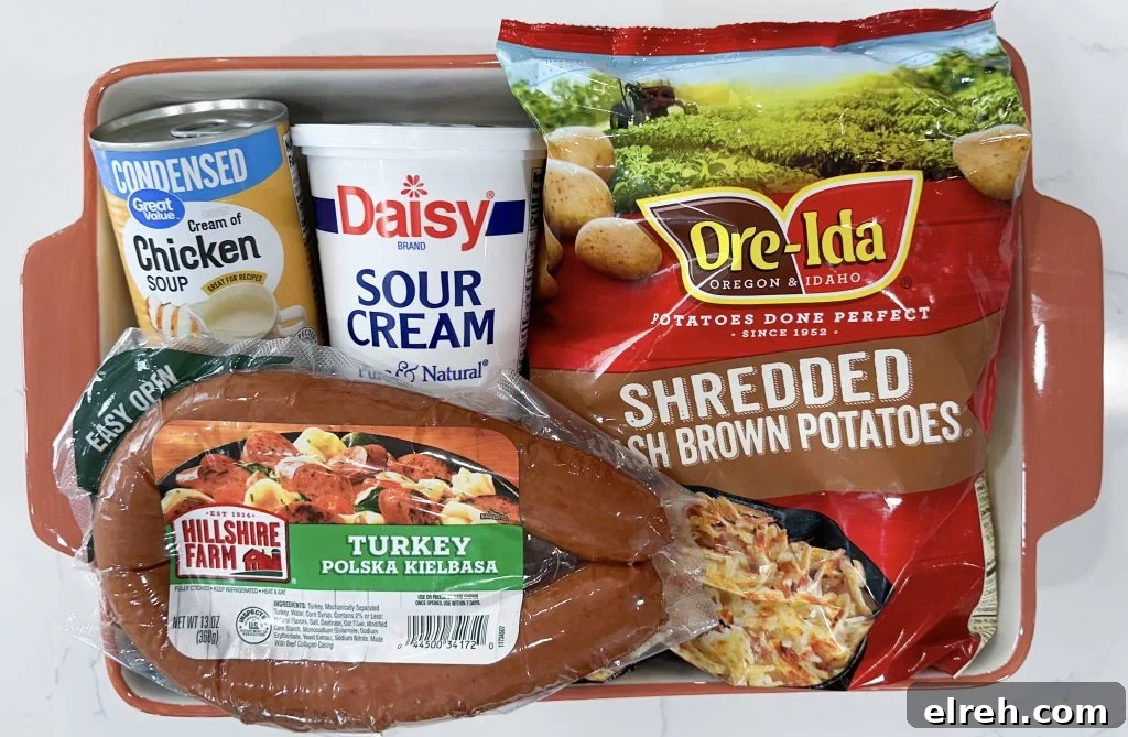 Dump and Go Sausage Hashbrown Casserole