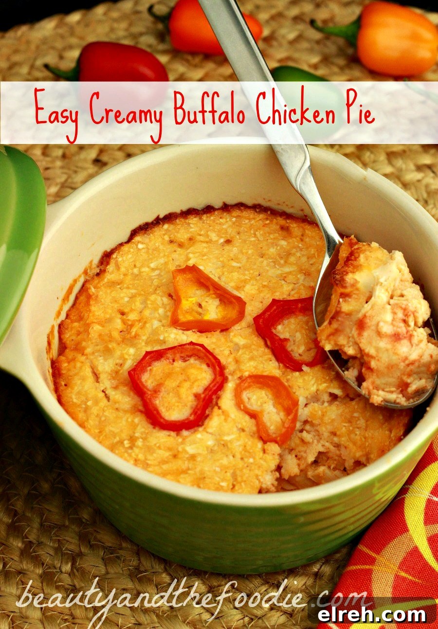 Easy Creamy Buffalo Chicken Pie served warm