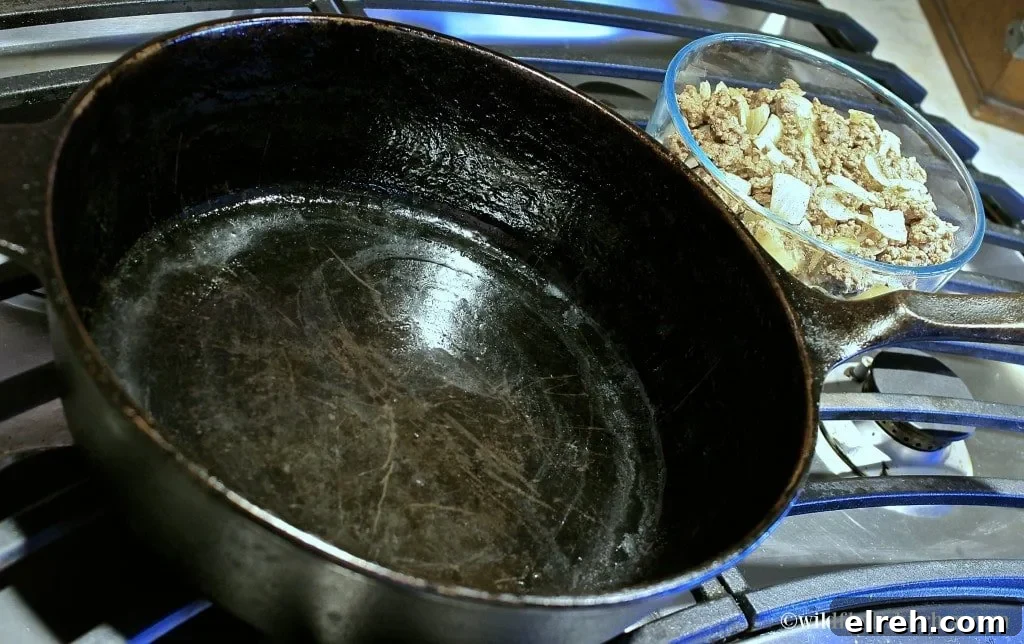buttered cast iron pan