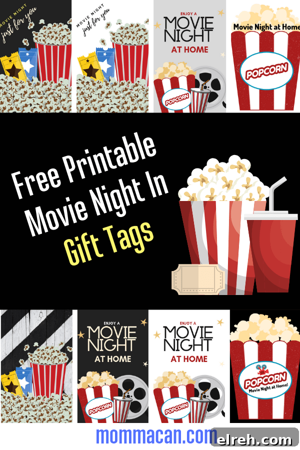 Movie Night Gift Basket with Free Printable Tags 4 Free Printable Movie Night In Gift Tags