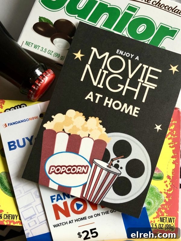 Movie Night Gift Basket with Free Printable Tags 3 Movie Night In Gift Basket Ideas