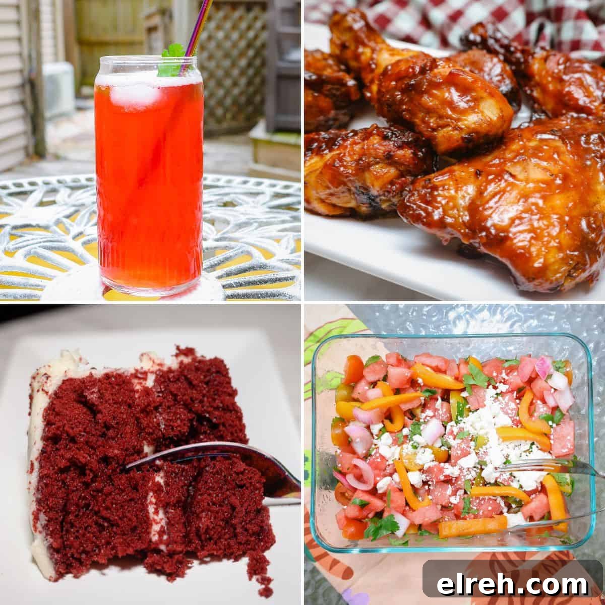 Red Juneteenth Food and Drink Ideas 4 Why is red food eaten on Juneteenth? Watermelon Red Soda, BBQ, Red Velvet Cake, Watermeon Salad