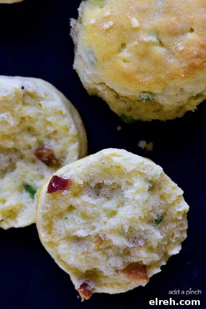 Easy Bacon Green Onion Biscuits Recipe - These Bacon Green Onion Biscuits make a delicious addition to any meal. Made with just five ingredients, they are just perfect served with a soup or salad, too! // addapinch.com