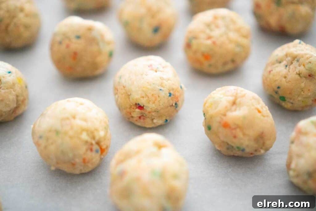 3 Ingredient Sugar Cookie Truffles 5 sugar cookie truffles before coating on parchment paper