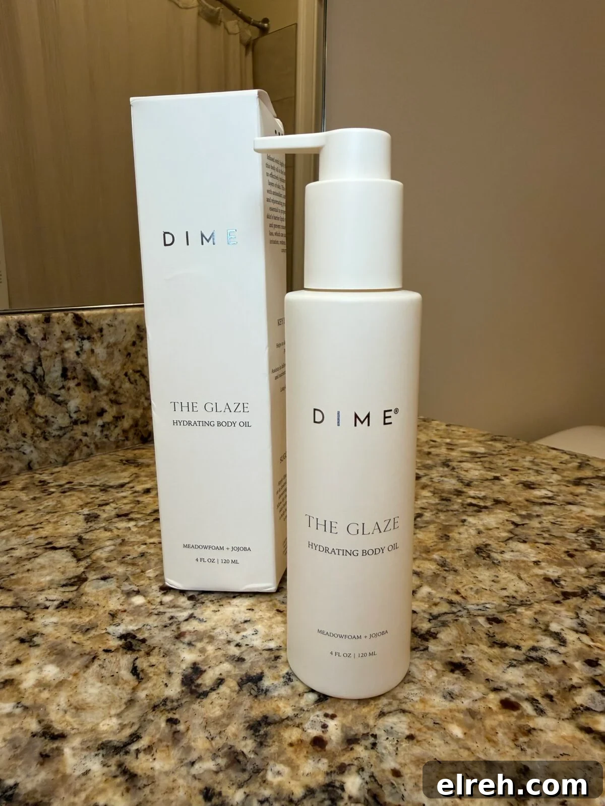 DIME The Glaze Hydrating Body Oil in white pump bottle