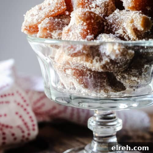 Caramelized Candied Orange Slices Recipe 14 close up shot of a pot of Homemade Crystallised Ginger