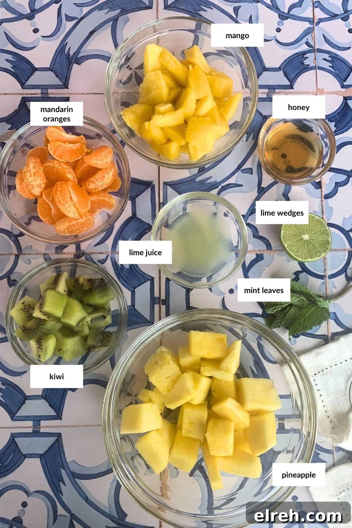 The ingredients for a refreshing Mexican fruit salad.