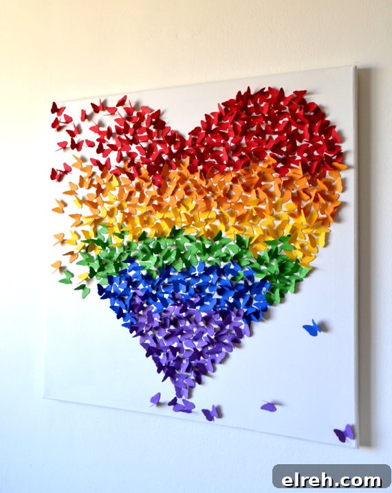 LARGE 3D Butterfly Wall Art in Rainbow Colors | 25+ Rainbow crafts, food and more