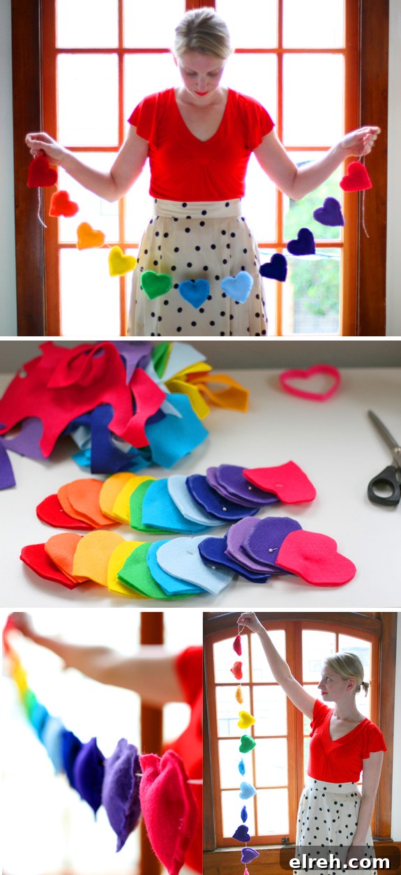 DIY Rainbow Heart Banner - 25+ Rainbow crafts, food, gifts and decor - NoBiggie.net