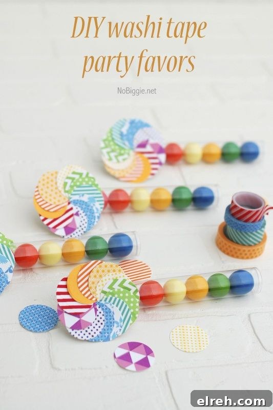 DIY washi tape party favors | 25+ Rainbow crafts, food and more