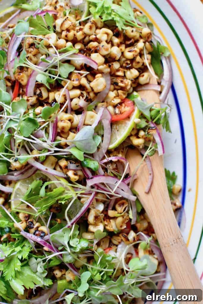 Toasted corn salad makes the perfect topping for fish tacos and is made with easy Mexican ingredients. #mexicanpantry #mexicancooking #mexicanfood #mexicanrecipes