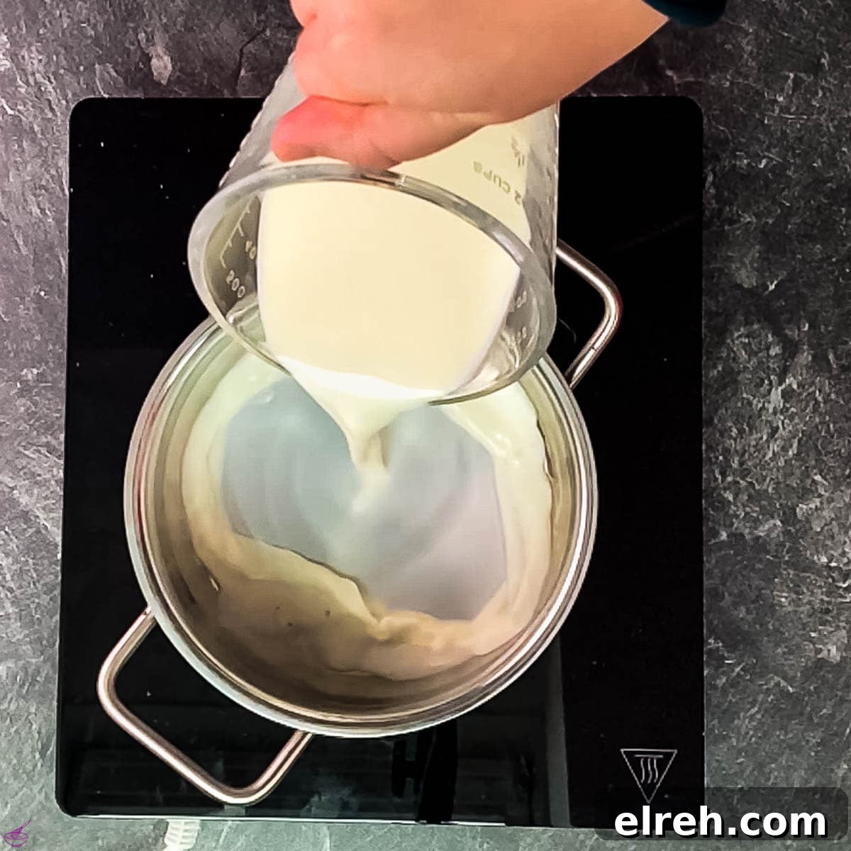 White Chocolate Pudding Recipe to Impress Guests 6 Add the milk to the saucepan.