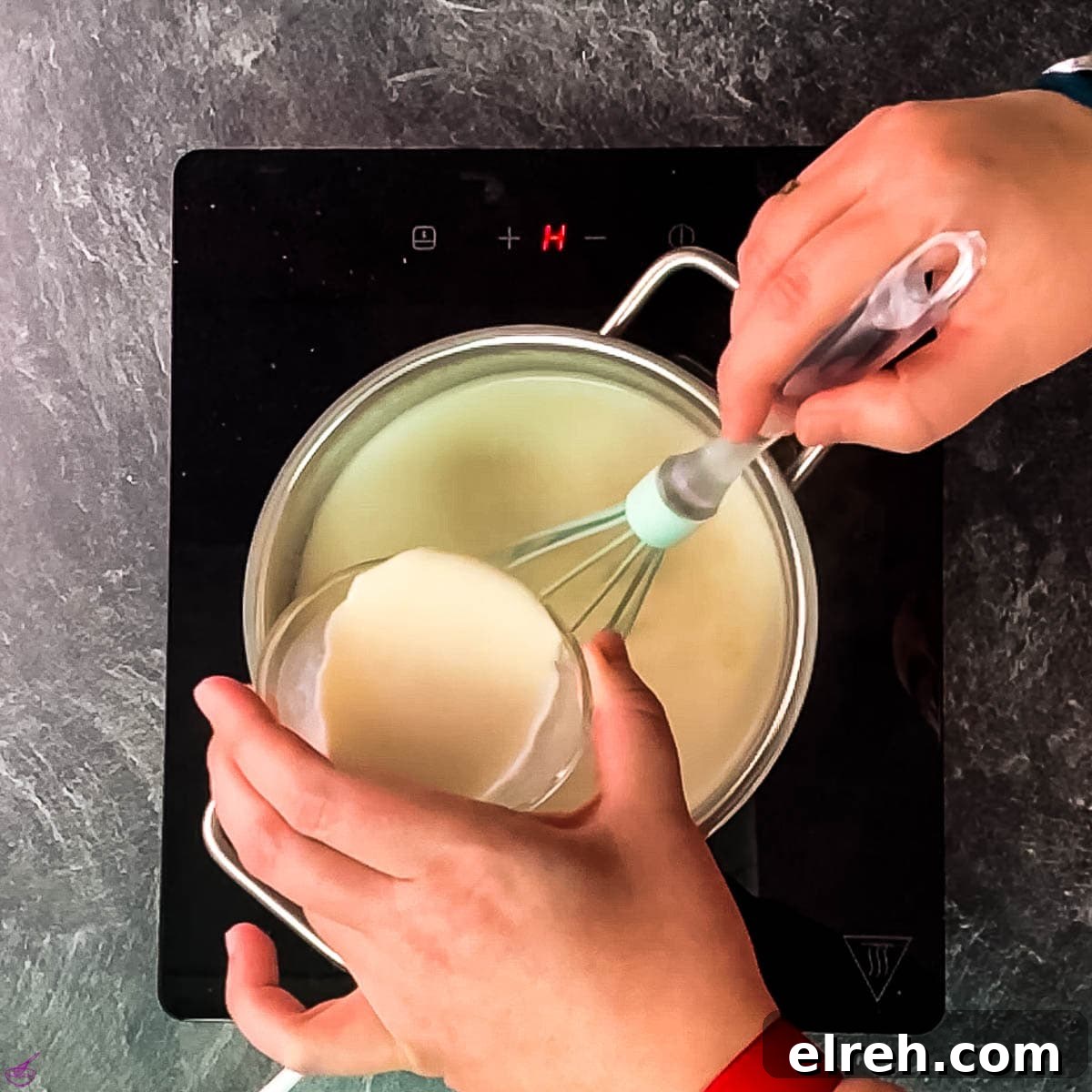 White Chocolate Pudding Recipe to Impress Guests 9 Add the cornstarch slurry to the pudding mixture.
