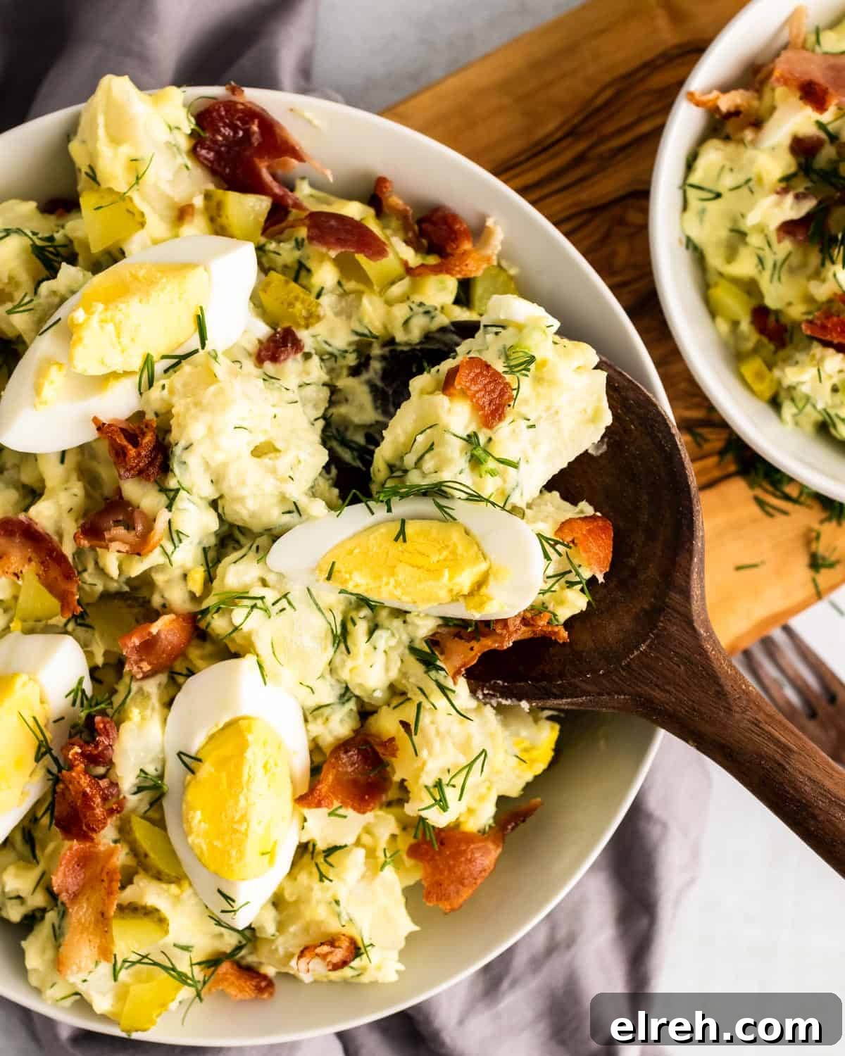 Bowl of potato salad made in the instant pot