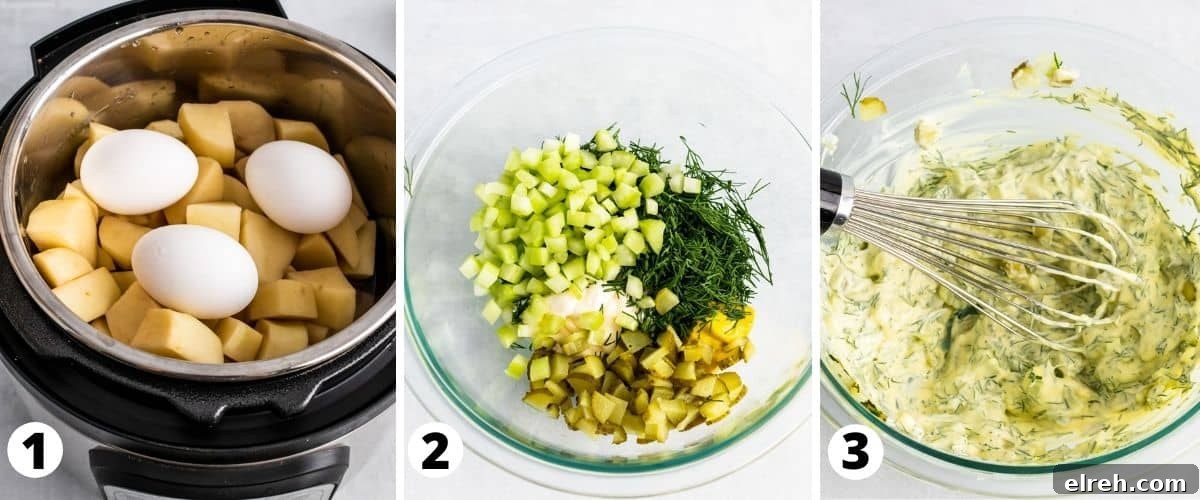 Process steps to make Instant Pot Potato Salad