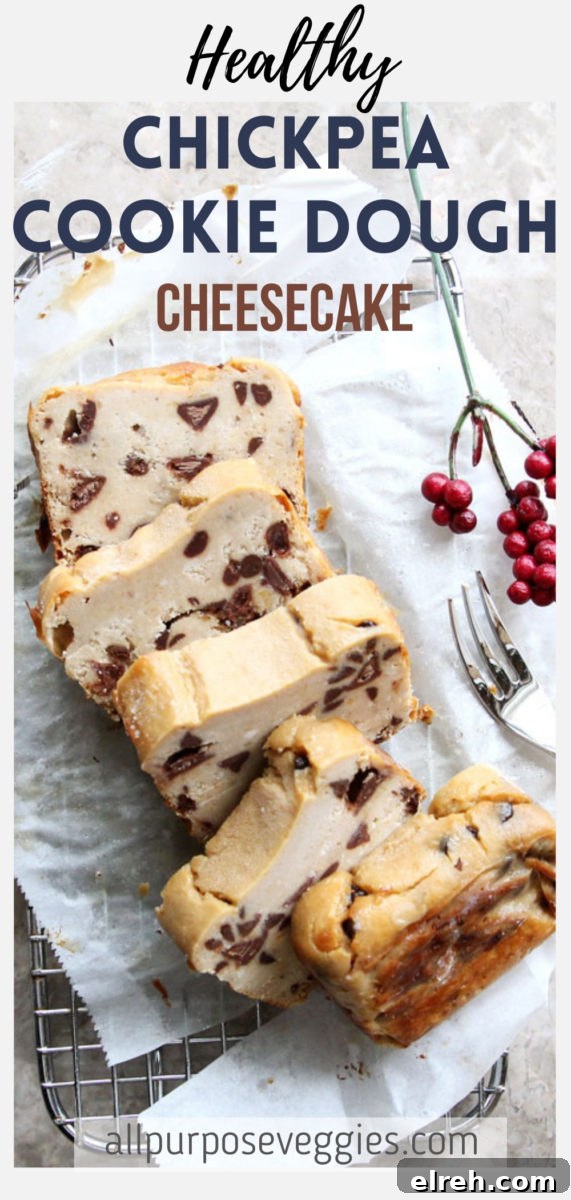 Crustless Chickpea Chocolate Chip Cookie Dough Cheesecake 9 pinterest pin