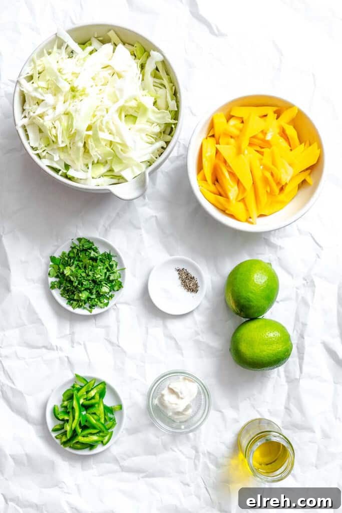 Easy Mango Cabbage Coleslaw recipe ingredients