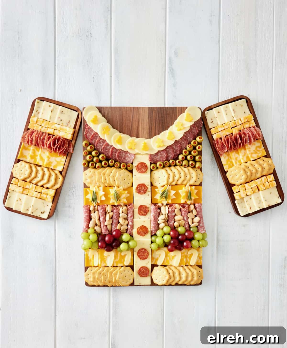 Throw an Ugly Sweater Holiday Party: Ideas and Tips 6 Wooden food boards made to look like an ugly Holiday sweater.