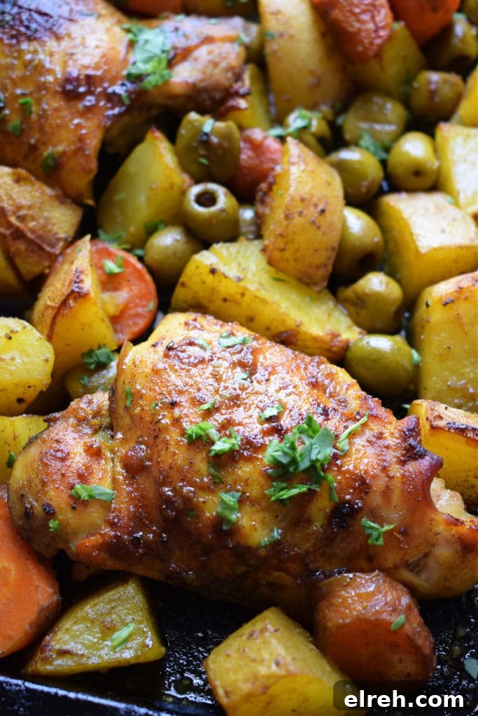Sheet Pan Moroccan Chicken Dinner with Warm Spices 3 Roasted Moroccan Chicken dinner.